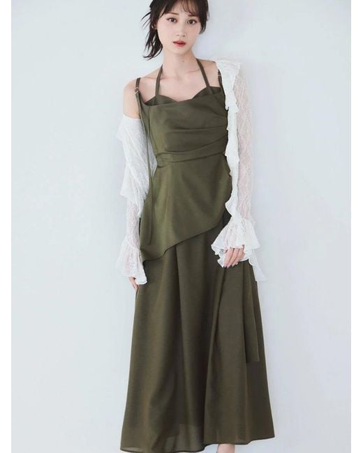SNIDEL Green Switching Cami Dress