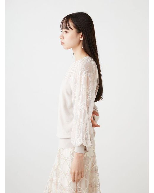 SNIDEL Black Lace Docking Knit Top