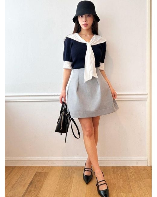 SNIDEL Gray Structure Skirt Shorts