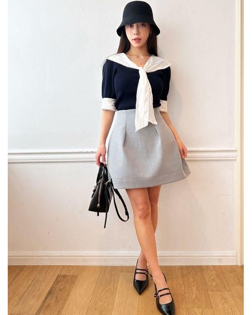SNIDEL Gray Structure Skirt Shorts