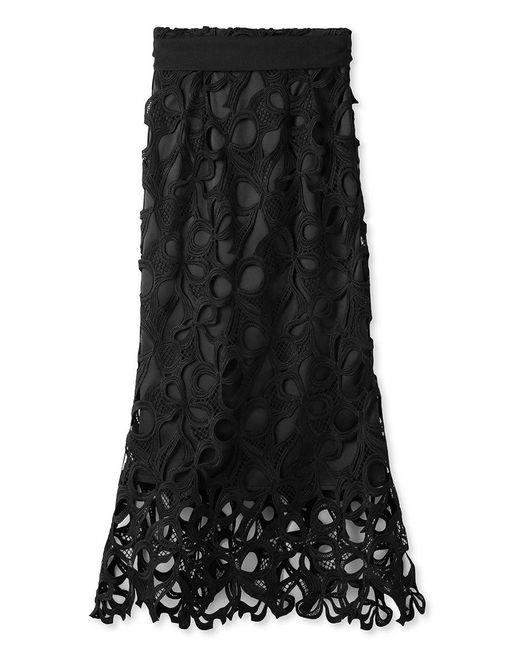 SNIDEL Black High Waisted Lace Cutout Maxi Skirt