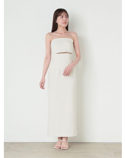 SNIDEL Black Strapless Cutout Maxi Dress