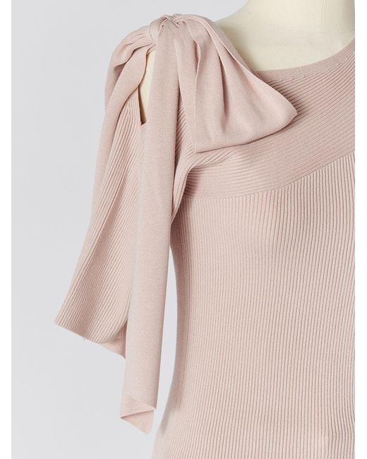 SNIDEL Natural Ribbon Shoulder Knit Pullover
