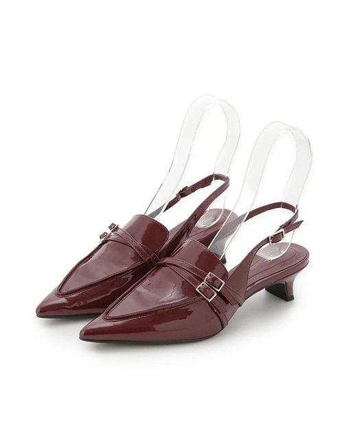 SNIDEL White Low Heel Pointed Toe Slingback Pumps