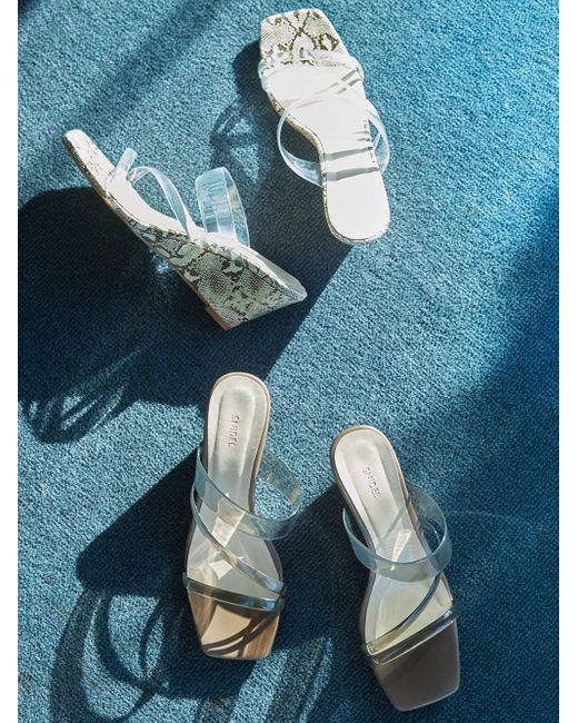 SNIDEL Multicolor Clear Vinyl Multi Strap Wedge Mule