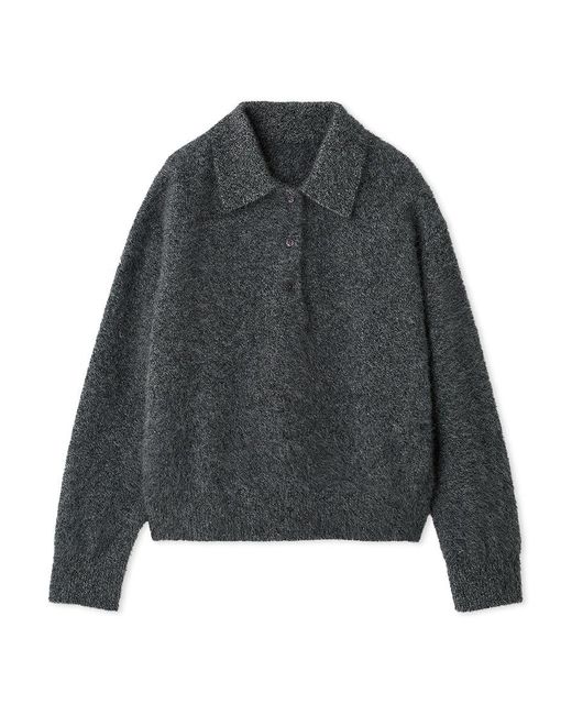 SNIDEL [High Quality Collection] Fox Cashmere Knit Polo in Gray | Lyst