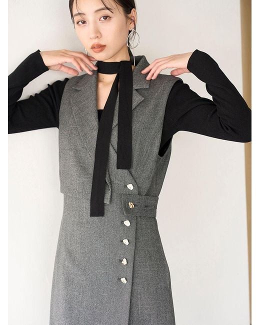 SNIDEL Gray Wrap Tailored Jumper Skirt