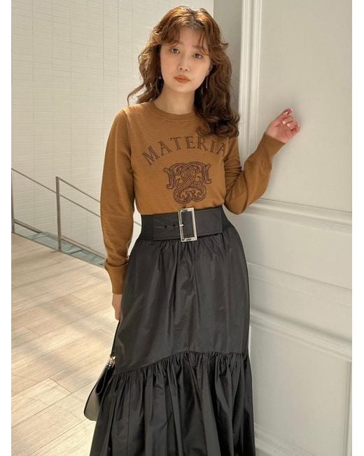SNIDEL Brown Emblem Jacquard Knit Pullover