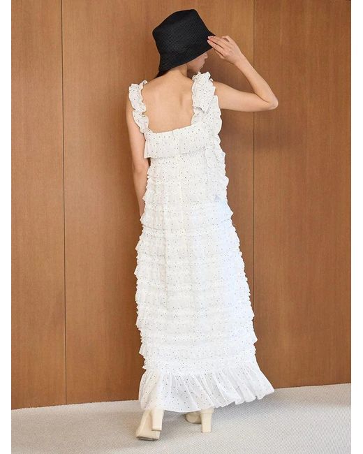 SNIDEL Ruffled Smocked Boho Maxi Dress in Black | Lyst SNIDEL Ruffled Smocked Boho Maxi Dress in Black | Lyst