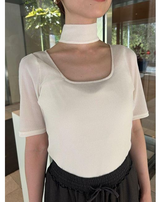SNIDEL White Flocky Tulle Cut Pullover
