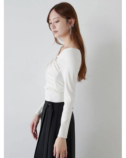 SNIDEL Black Cache-Coeur Knit Pullover Knitted Top