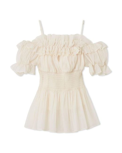 SNIDEL Black Chiffon Off-Shoulder Frill Blouse