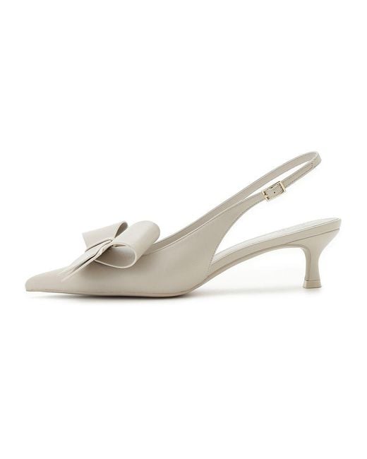 SNIDEL Natural Pointed Toe Bow Slingback Heels