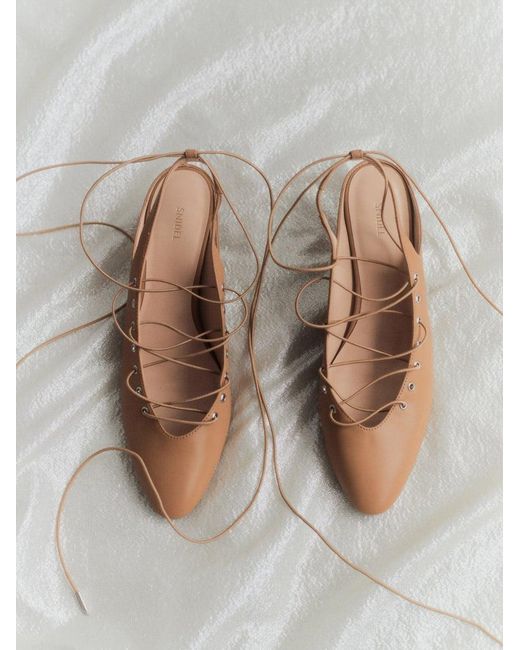 SNIDEL Natural Lace-Up Mules
