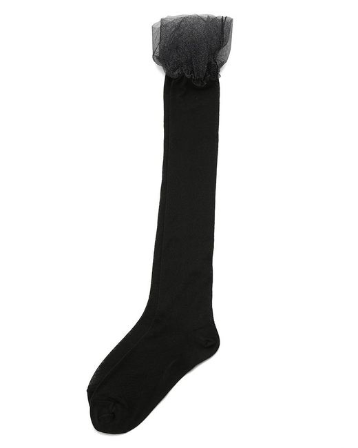 SNIDEL Black Volume Frill Sheer Socks