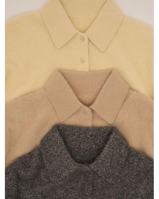 SNIDEL [High Quality Collection] Fox Cashmere Knit Polo in Gray | Lyst