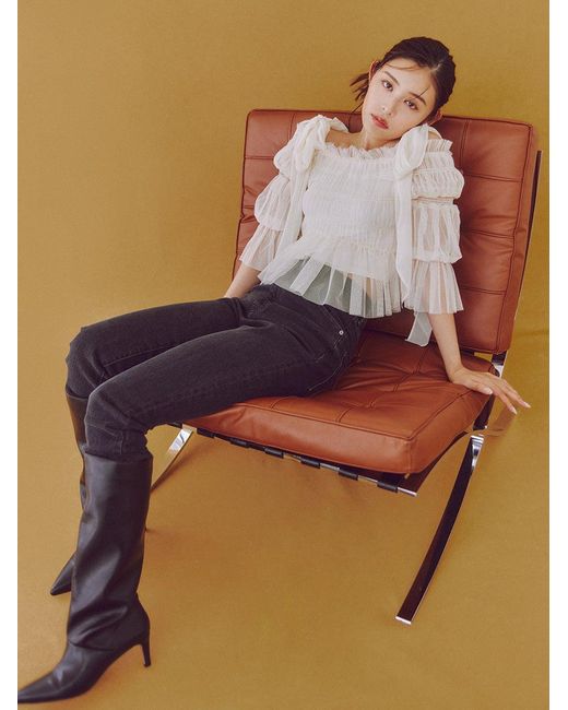 SNIDEL Brown Pointed-Toe Heeled Knee-High Boots