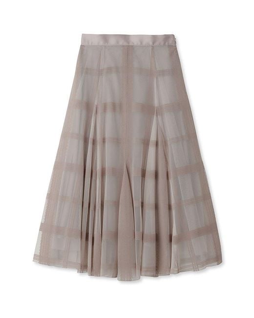SNIDEL Gray Flocked Check Tulle Skirt