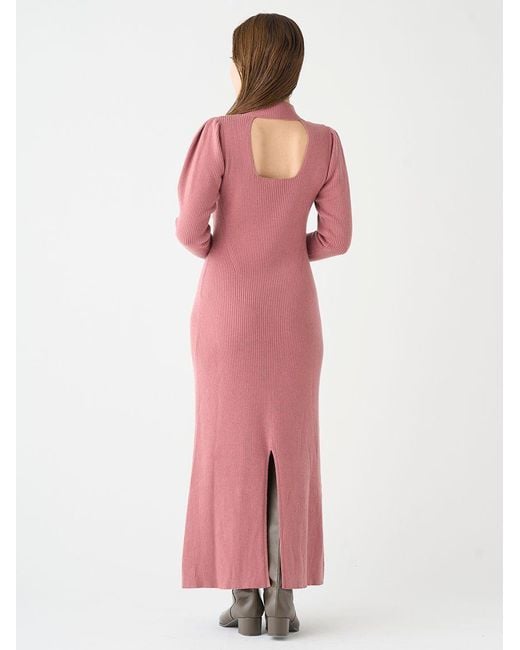 SNIDEL White Elegant Long Sleeve With Back Cut-Out Ribbed Maxi Dress