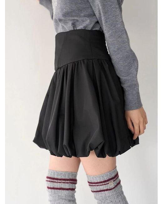 SNIDEL Black Balloon Mini Skirt