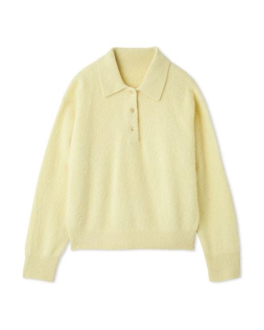 SNIDEL [High Quality Collection] Fox Cashmere Knit Polo in Gray | Lyst
