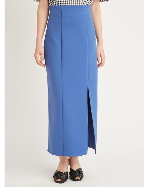 SNIDEL Blue High Waisted Maxi Skirt With Slit