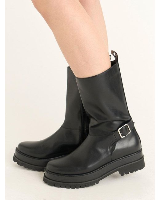 SNIDEL Black Engineer Half Boots