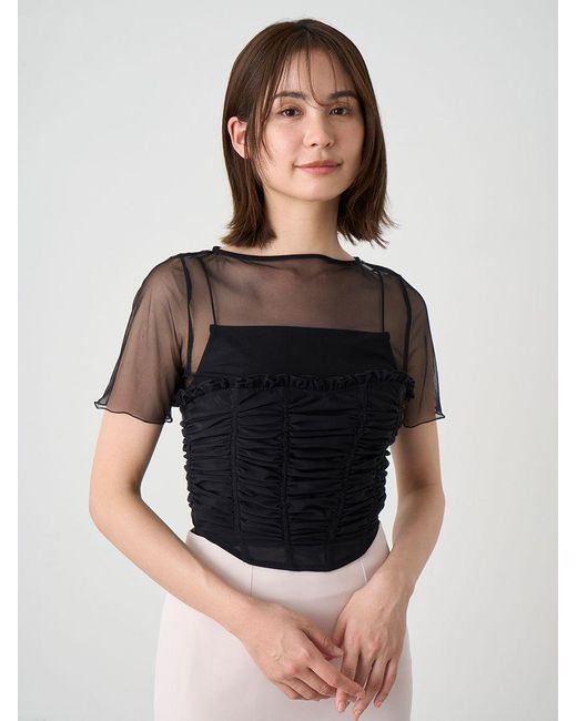 SNIDEL Black Ruched Bustier Tops
