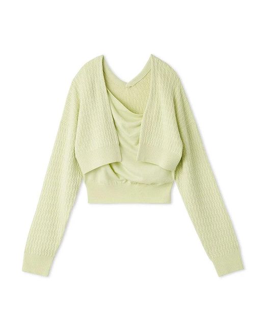 SNIDEL Green 2-In-1 Soft Knit Twin Set With Cropped Cardigan