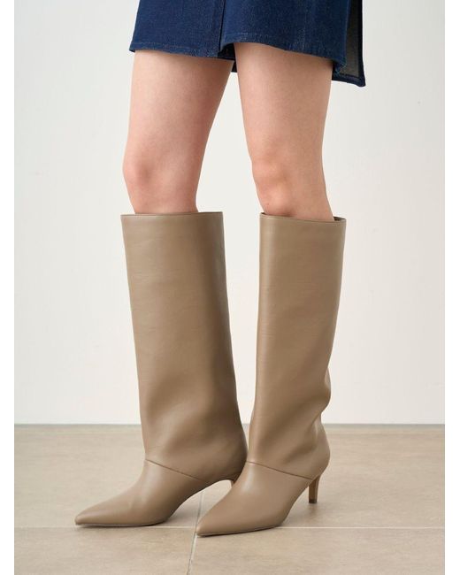 SNIDEL Brown Pointed-Toe Heeled Knee-High Boots