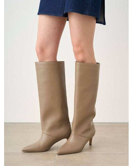 SNIDEL Black Pointed-Toe Heeled Knee-High Boots
