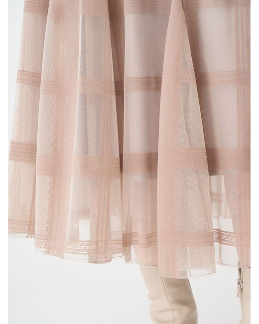 SNIDEL Gray Flocked Check Tulle Skirt