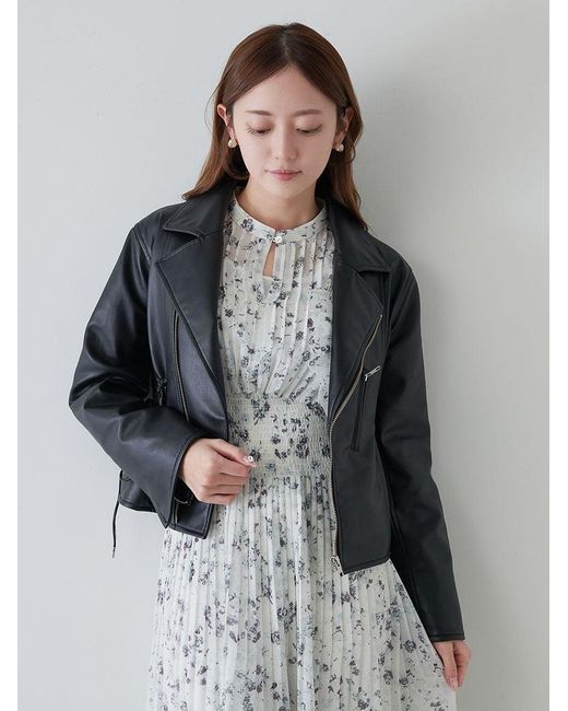 SNIDEL Black Trendy Pu Leather Jacket