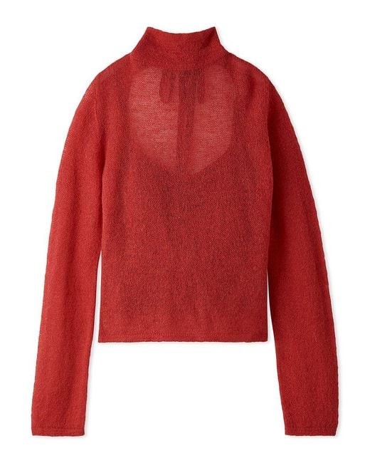 SNIDEL Black Back-Open Mohair Knit Pullover