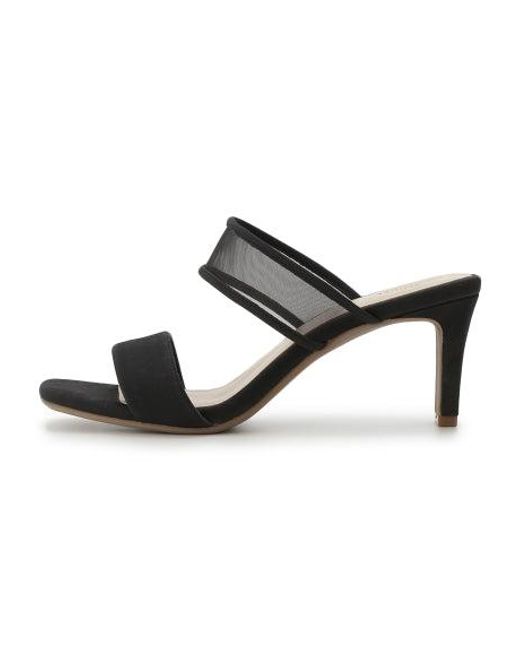 SNIDEL Black Sheer Slip Heeled Mule Sandals