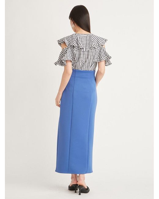 SNIDEL Blue High Waisted Maxi Skirt With Slit
