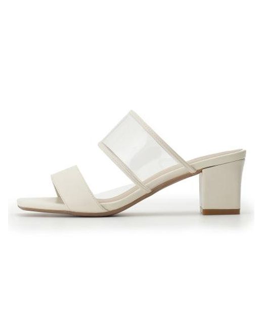 SNIDEL Black Clear Strap Chunky Heeled Mule Sandals