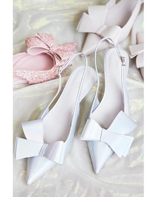 SNIDEL Natural Pointed Toe Bow Slingback Heels
