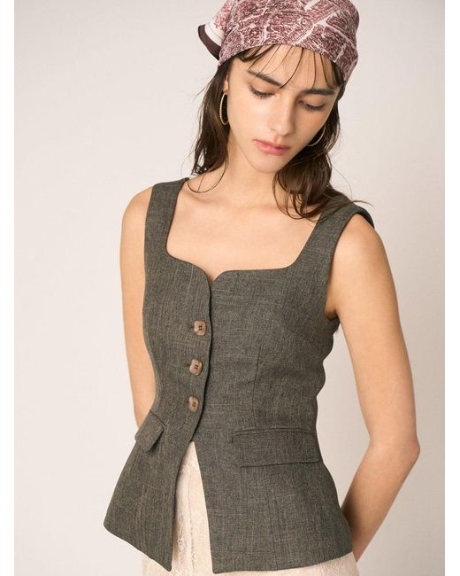 SNIDEL Gray Trendy Buttoned Vest
