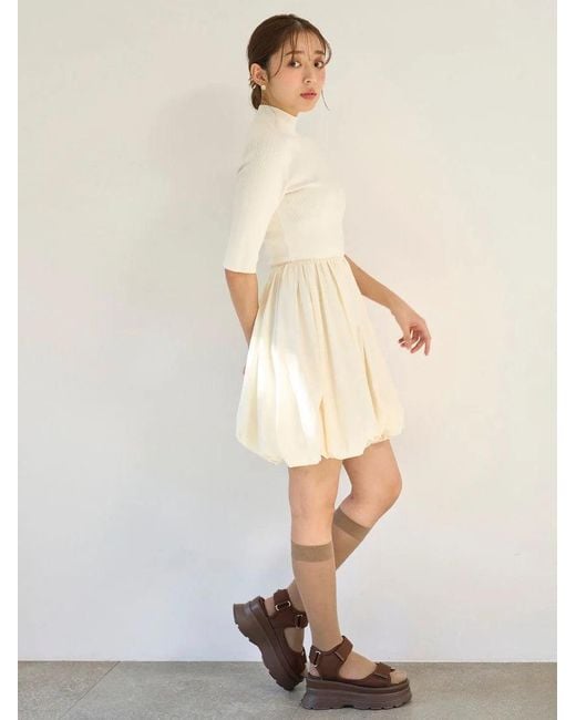 SNIDEL White Balloon Docking Mini Knit Dress
