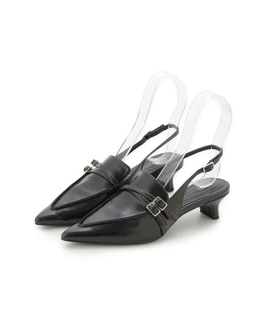 SNIDEL White Low Heel Pointed Toe Slingback Pumps
