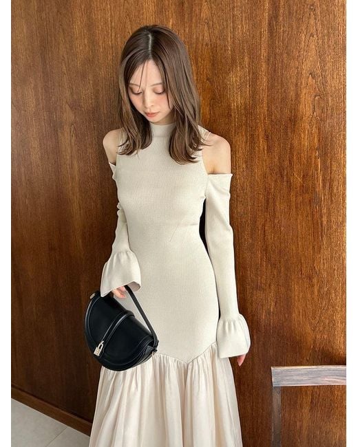 cable knit sweater dress v neck Wholesale MOQ6 Cable-Knit Round Neck Sweater Dress main image 1
