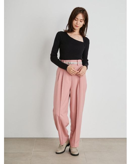 SNIDEL Pink Tapered High Waist Tuck Pants