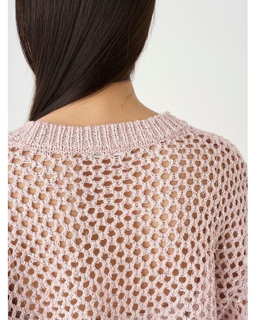 SNIDEL Gray Lamé Mesh Crochet Knit Crop Top