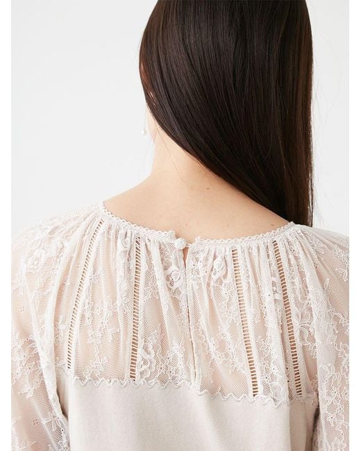 SNIDEL Black Lace Docking Knit Top