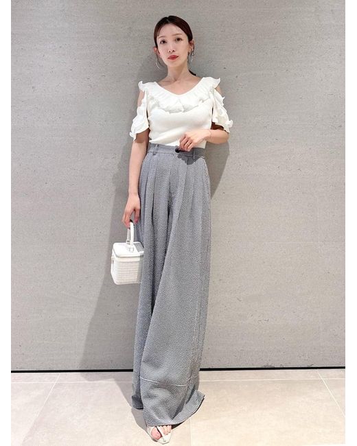 SNIDEL Green Frill Pleated Knit Pullover