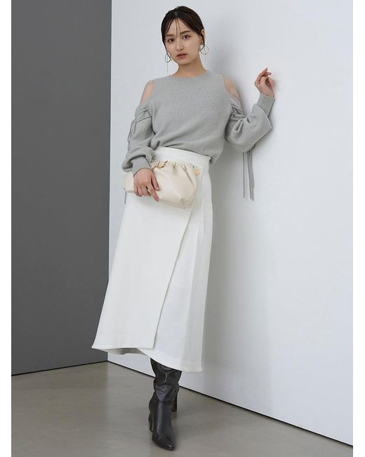 SNIDEL White Wrap-Pleat Skirt