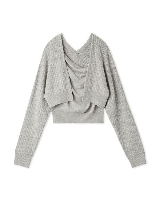 SNIDEL Green 2-In-1 Soft Knit Twin Set With Cropped Cardigan