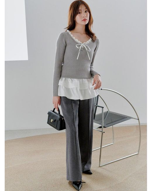 SNIDEL White Drawstring Frill Lace Belt