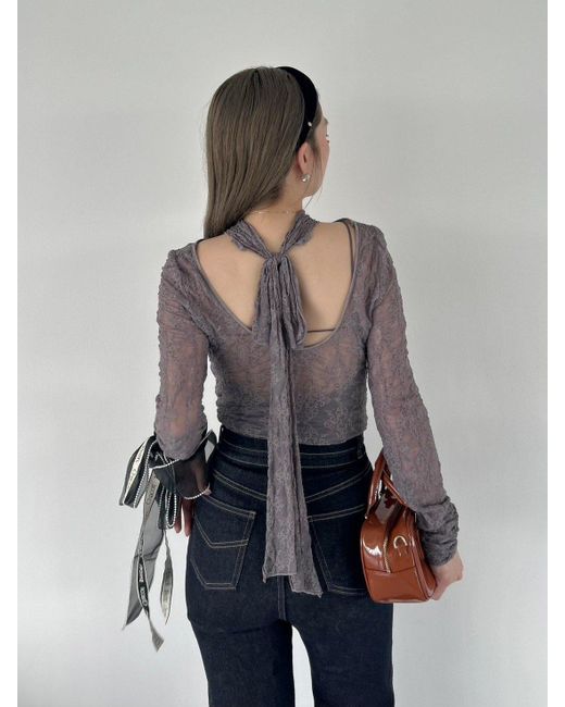 SNIDEL Gray [Chacott] Lace Sheer Top